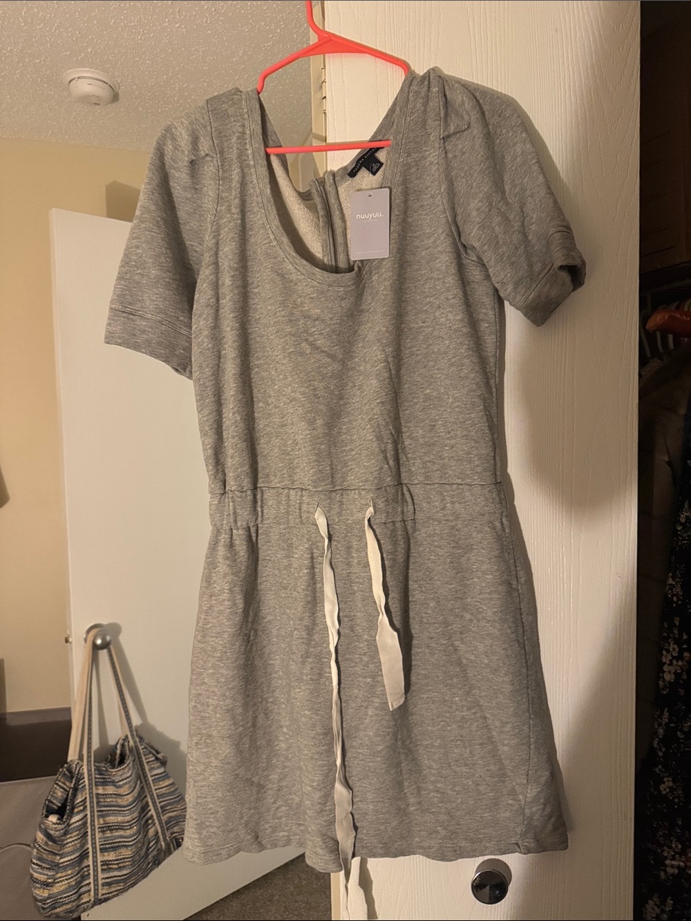 Banana Republic Heather Gray Hooded Drawstring Mini Dress